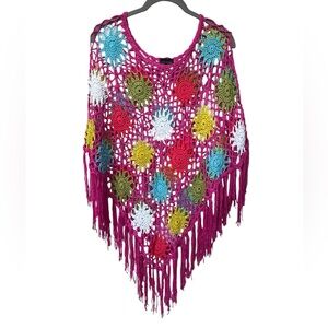 Coco & Carmen Colorful Crochet Women's Poncho